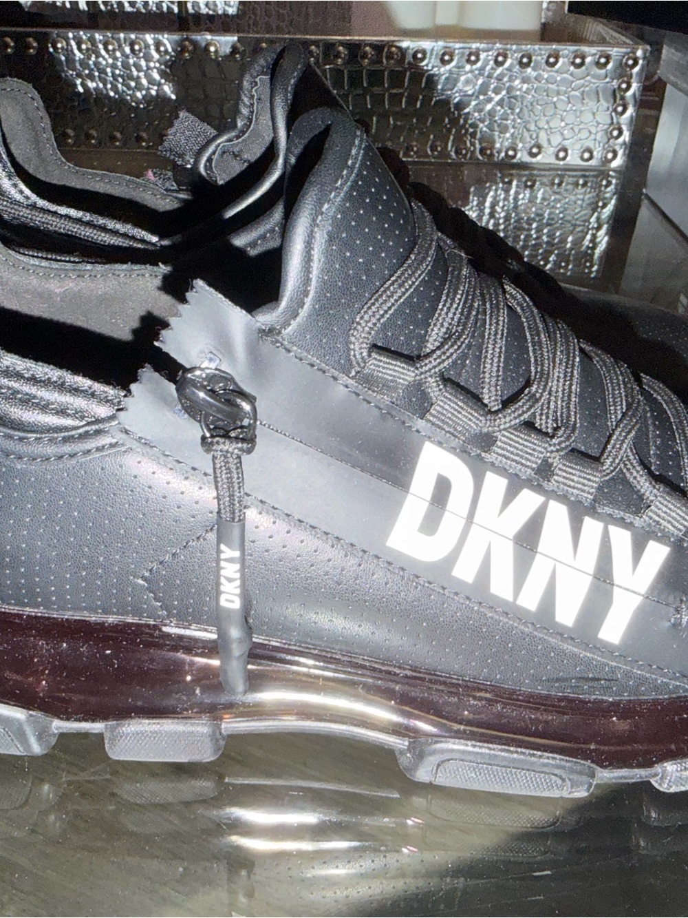 DKNY Black and White Logo Runner Sneakers